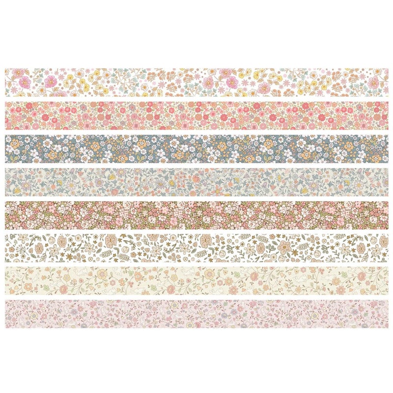 YUBX Vintage Washi Tape Set 8 Rolls Thin Retro Decorative Antique Patterns Masking Tapes for Arts, DIY Crafts, Journals, Planners, Scrapbook, Wrapping (Little Flowers) - Image 3